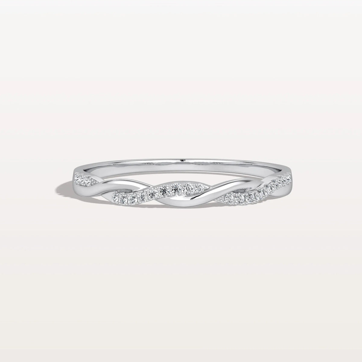 Stackable Pave Twisted Ring-14K Gold/Platinum Wedding Band - Rings