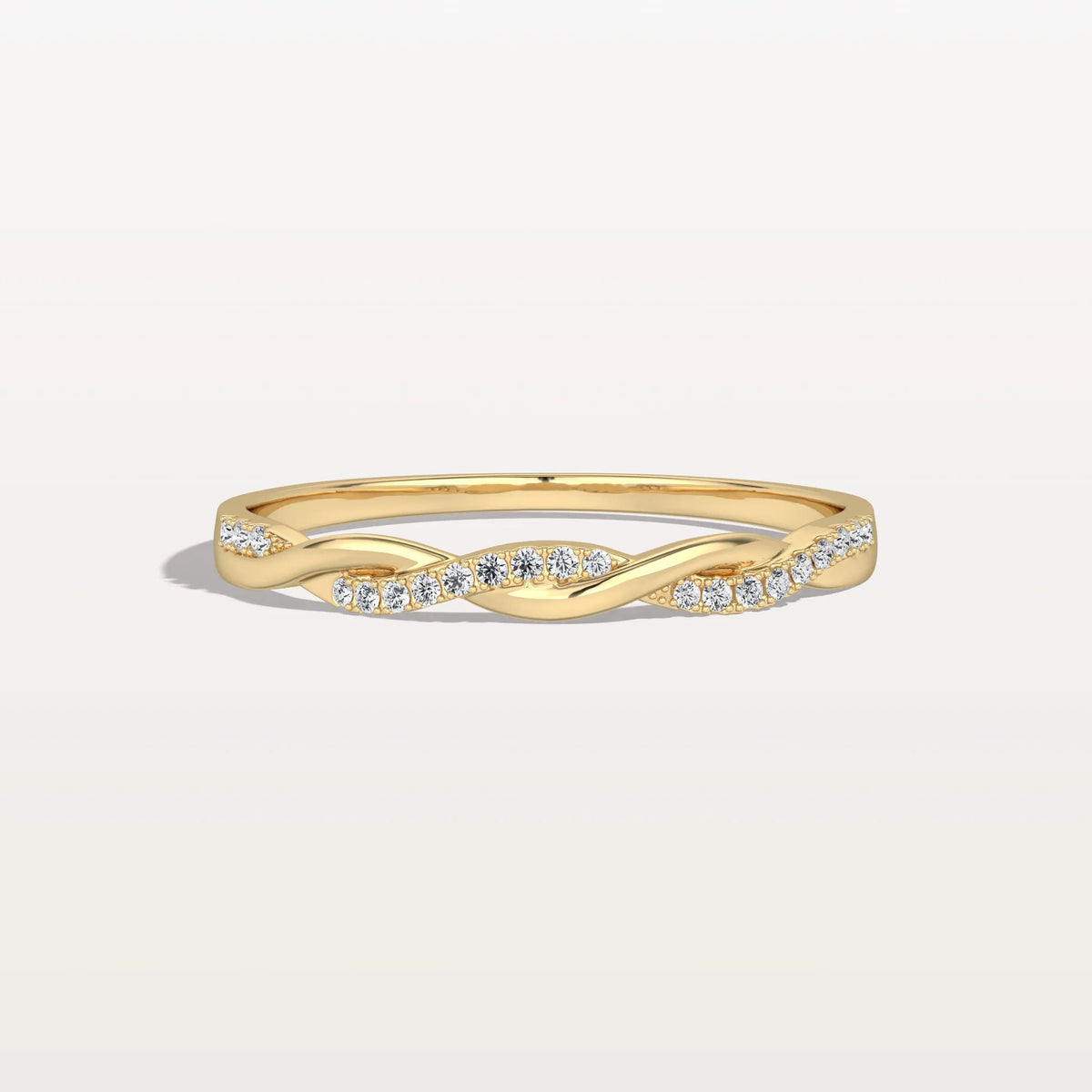 Stackable Pave Twisted Ring-14K Gold/Platinum Wedding Band - Rings