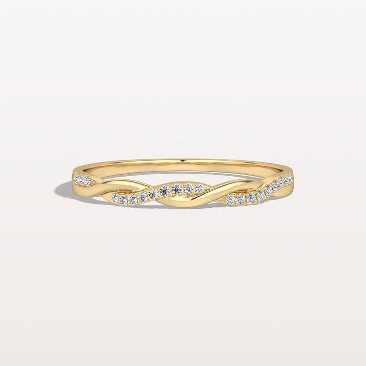Stackable Pave Twisted Ring-14K Gold/Platinum Wedding Band - Rings