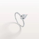 1CT Pear Lab Diamond Engagement Ring–Pave Band in 14K Gold - Rings