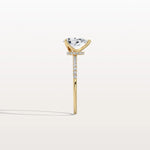 1CT Pear Lab Diamond Engagement Ring–Pave Band in 14K Gold - Rings