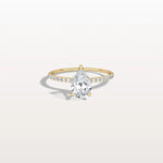 1CT Pear Lab Diamond Engagement Ring–Pave Band in 14K Gold - Rings