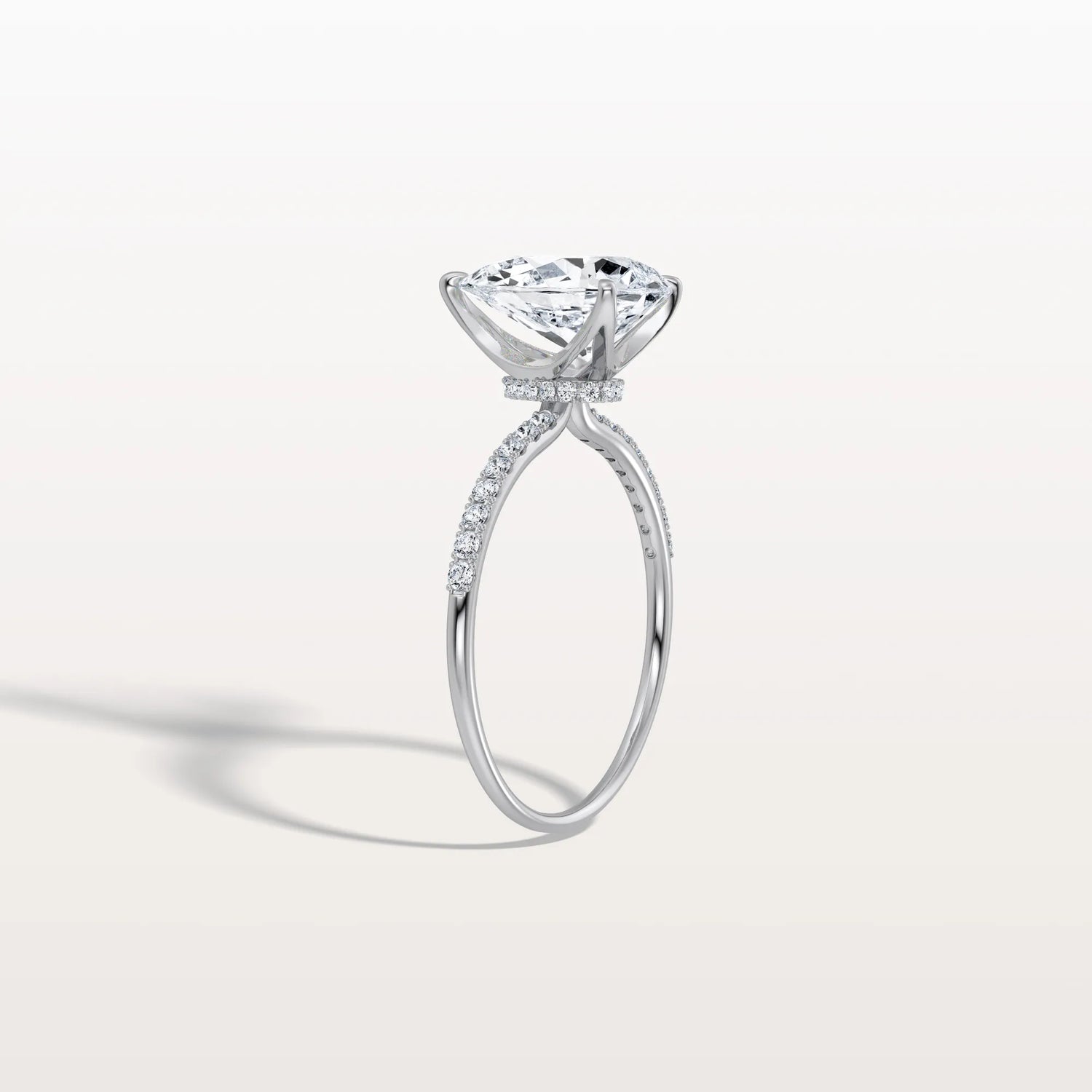 2CT Pear Lab Diamond Engagement Ring–Pave Band in 14K Gold - Rings