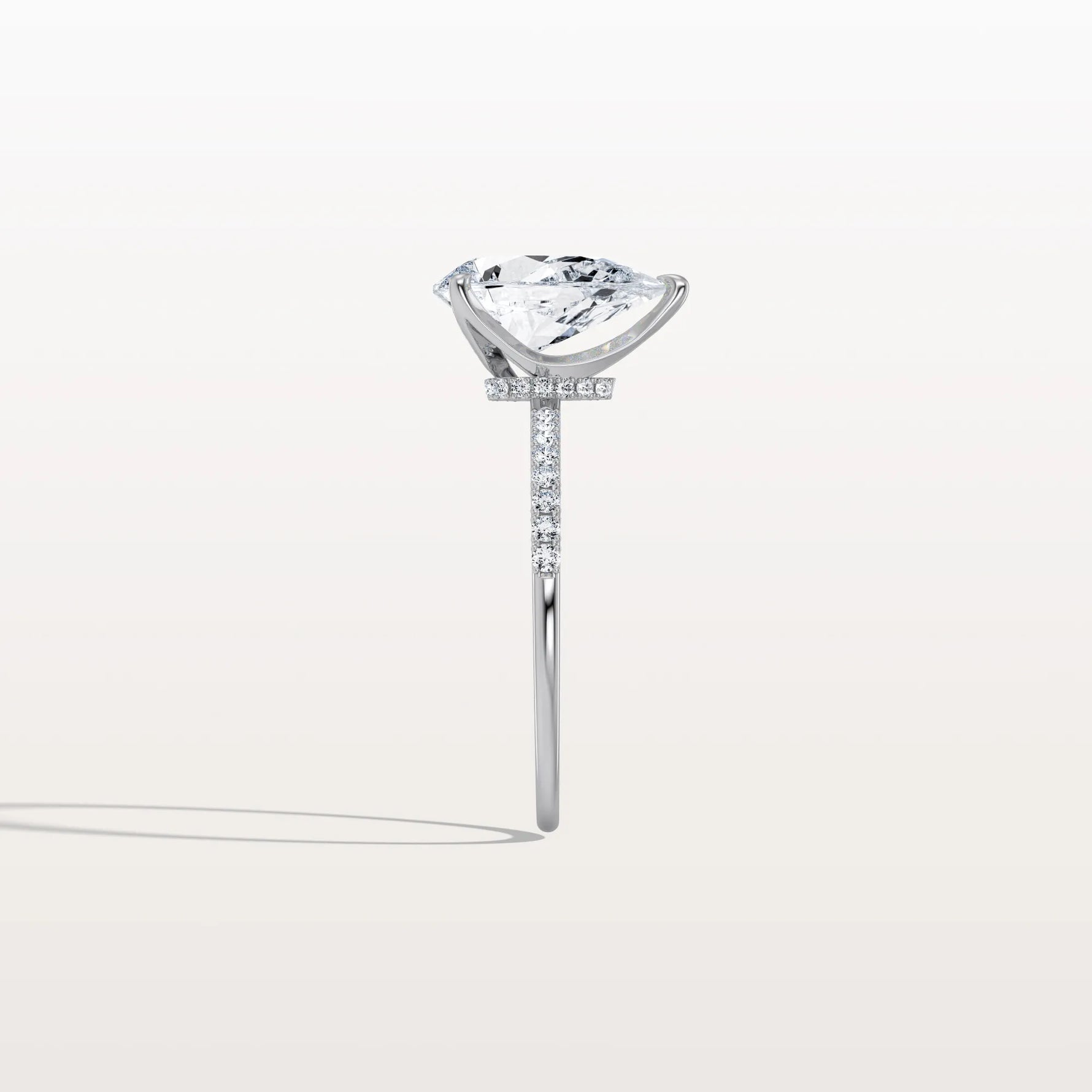 2CT Pear Lab Diamond Engagement Ring–Pave Band in 14K Gold - Rings