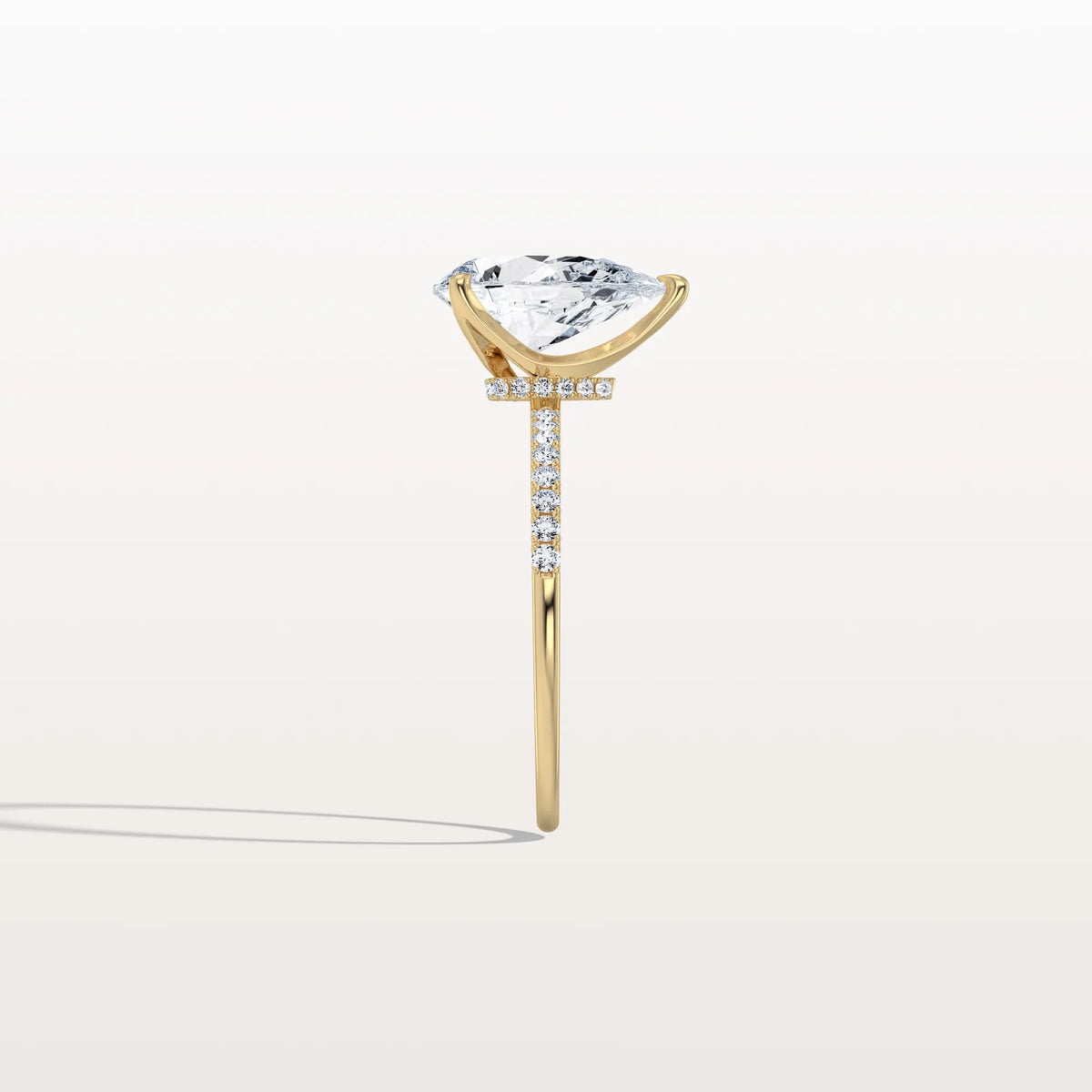 2CT Pear Lab Diamond Engagement Ring–Pave Band in 14K Gold - Rings