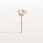 2CT Pear Lab Diamond Engagement Ring–Pave Band in 14K Gold - Rings