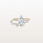 2CT Pear Lab Diamond Engagement Ring–Pave Band in 14K Gold - Rings