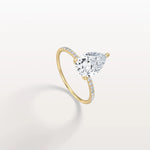 2CT Pear Lab Diamond Engagement Ring–Pave Band in 14K Gold - Rings