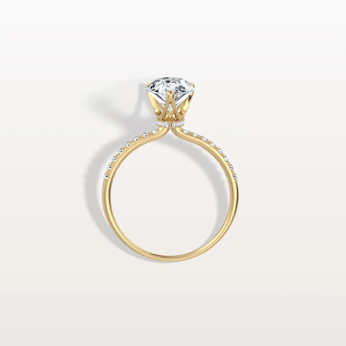 2CT Pear Lab Diamond Engagement Ring–Pave Band in 14K Gold - Rings