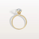 2CT Pear Lab Diamond Engagement Ring–Pave Band in 14K Gold - Rings