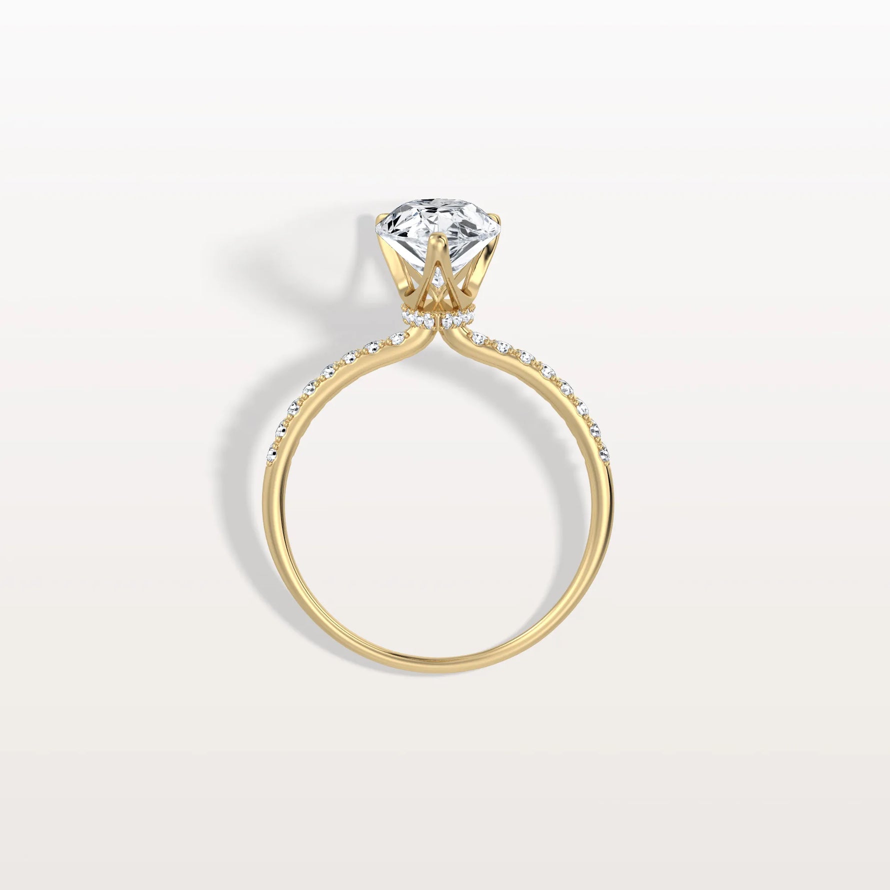 2CT Pear Lab Diamond Engagement Ring–Pave Band in 14K Gold - Rings