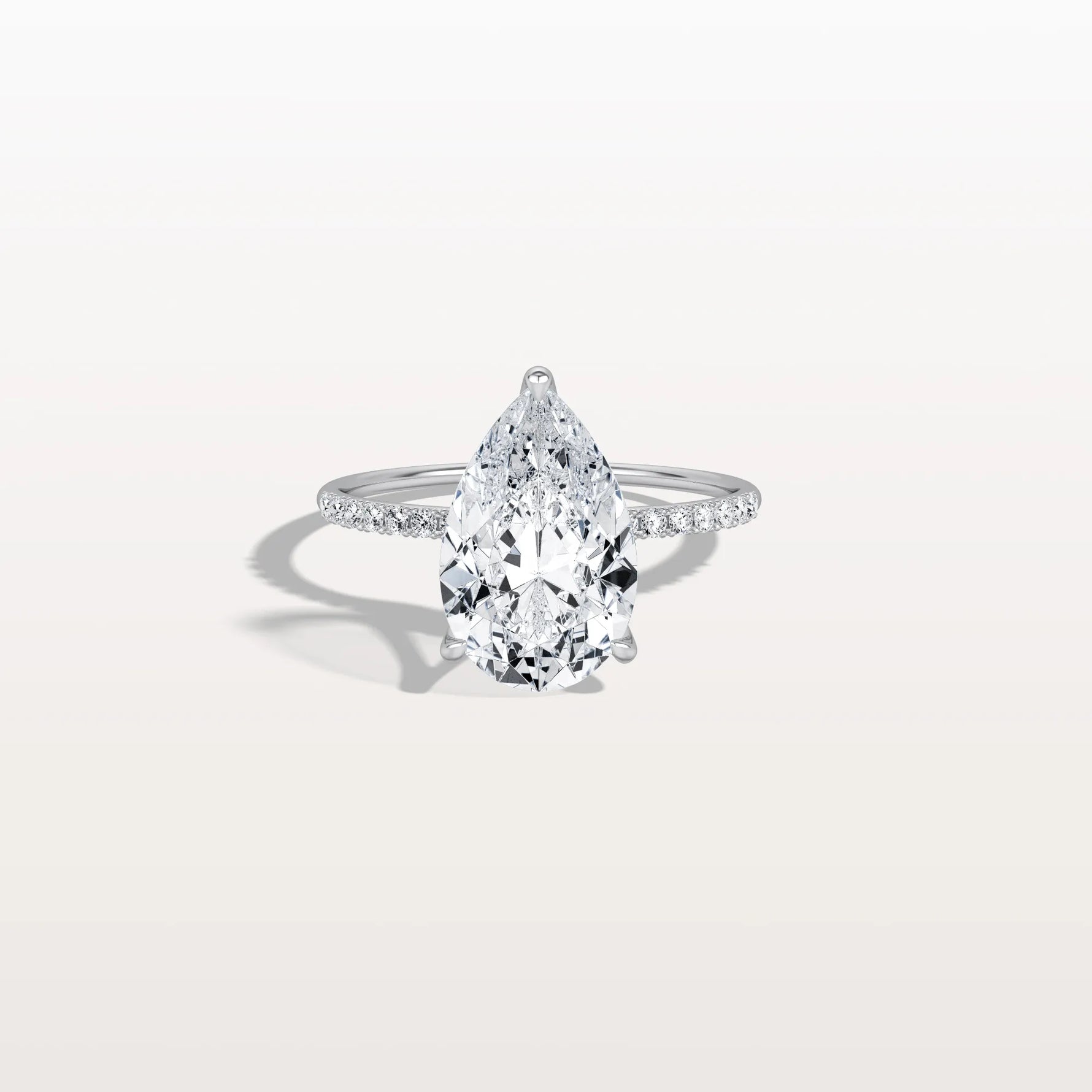 3CT Pear Lab Diamond Engagement Ring–Pave Band in 14K Gold - Rings