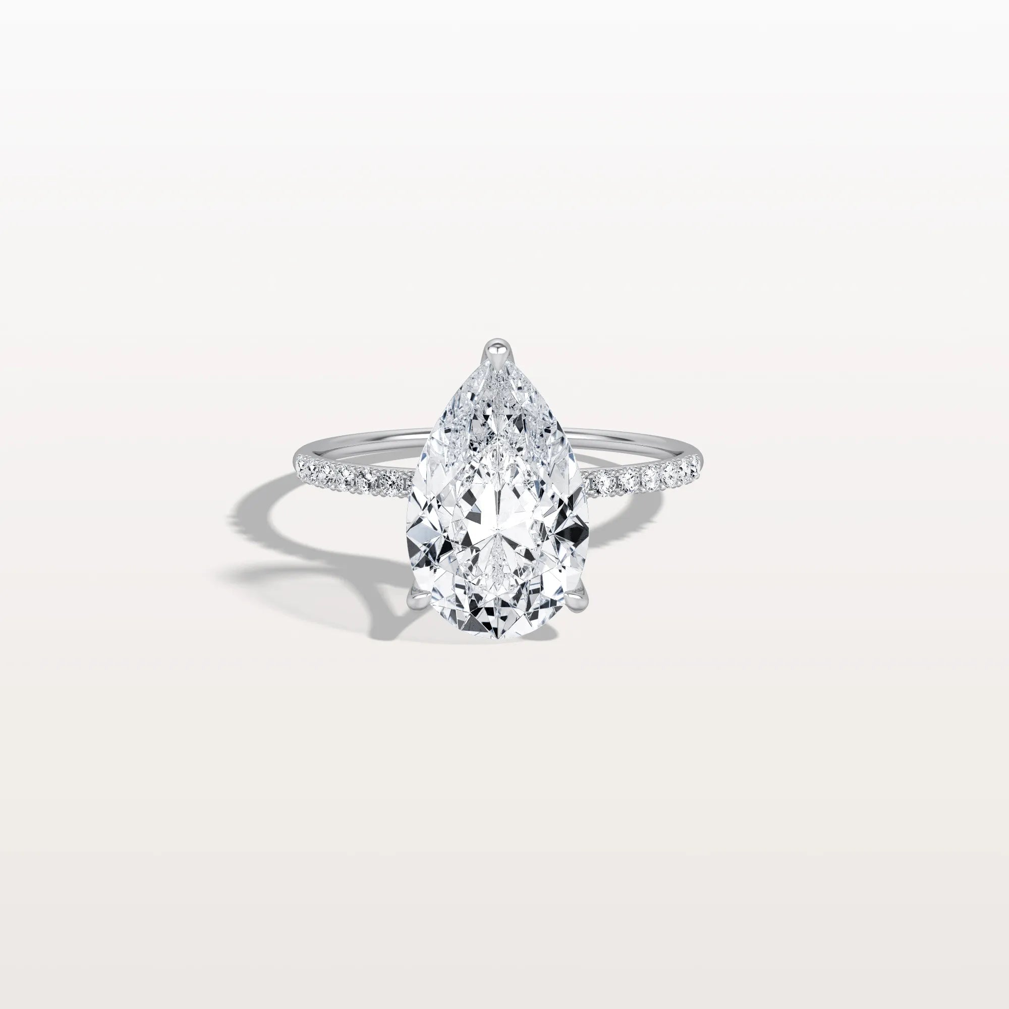 3CT Pear Lab Diamond Engagement Ring–Pave Band in 14K Gold - Rings