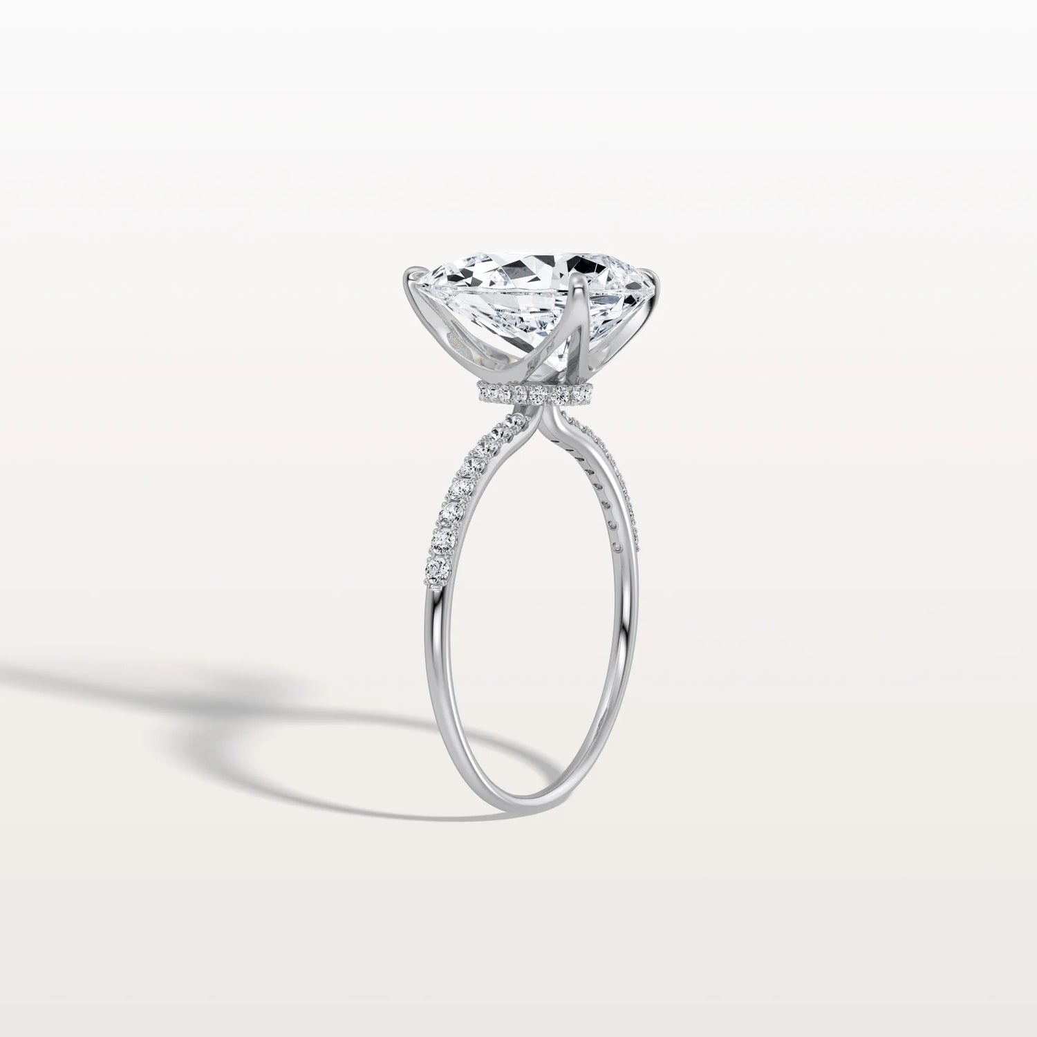 3CT Pear Lab Diamond Engagement Ring–Pave Band in 14K Gold - Rings