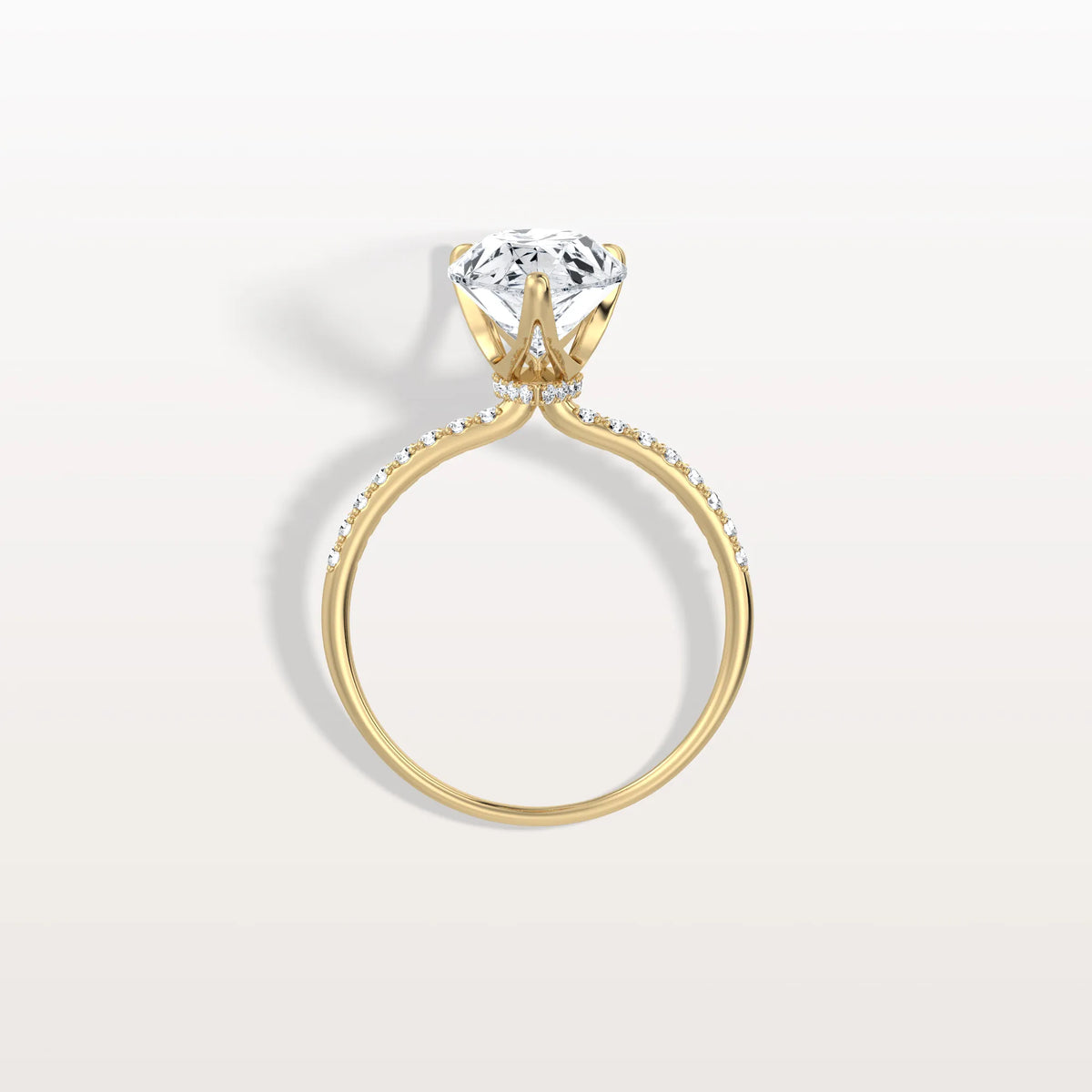 3CT Pear Lab Diamond Engagement Ring–Pave Band in 14K Gold - Rings
