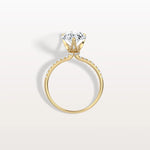 3CT Pear Lab Diamond Engagement Ring–Pave Band in 14K Gold - Rings