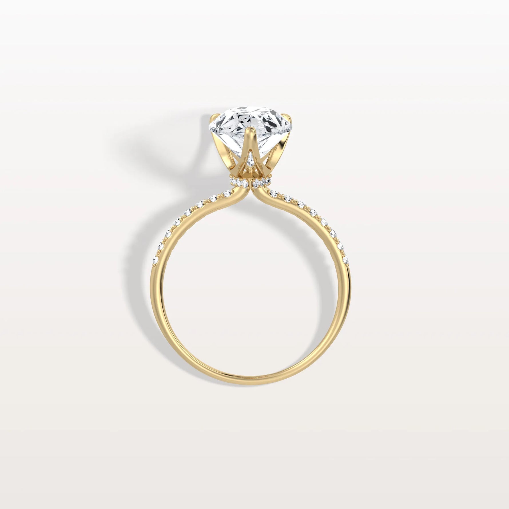 3CT Pear Lab Diamond Engagement Ring–Pave Band in 14K Gold - Rings