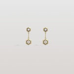 rendering video of a yellow gold Lab Dimaond Hexagon shaped Drop Earrings